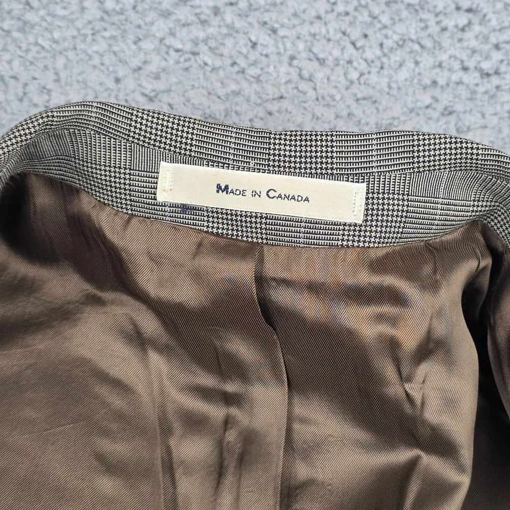 Chaps Ralph Lauren Vintage Mens 41R Wool Blazer‎ Brown Glen Plaid Sport Coat